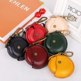 DHL50pcs Coin Purses Women Genuine leather Retro Plain earphone Small Wallet Keychain Mix Colour