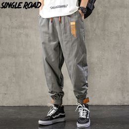 SingleRoad Mens Harem Pants Joggers Fashion Grey Cotton Hip Hop Japanese Streetwear Trousers Male Korean For 201112