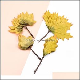 Decorative Flowers Wreaths Festive Party Supplies Home Garden 12Pcs Silk Maple Leaf Fake Leaves Christmas Decor For Wedding Diy Gifts Box