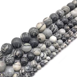 Natural Mesh Jasper Stone Beads Polished Round Smooth Gemstone Round Crystal Energy Healing Bead Assortments for Jewellery Making Bracelet Necklace Earrings