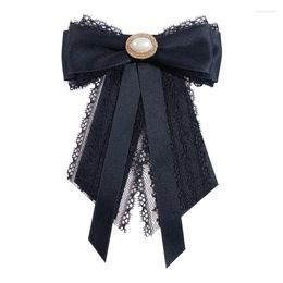 Bow Ties Korean Fashion Black Tie Female Lace Pearl Court Style Brooch Shirt AccessoriesBow Emel22