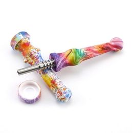 Silicone Pipes Nector Collector without Stainless Steel & Quartz Tip Portable Smoking Pipe Straw Oil Rigs Smoke Accessories Dab Rig