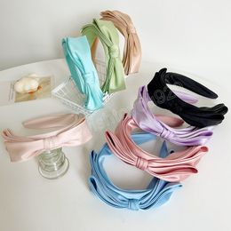 Green Satin Double Layer Big Bowknot Hairbands Women Sweet Fresh Headbands Ornament Accessories Hair Accessories Wholesale
