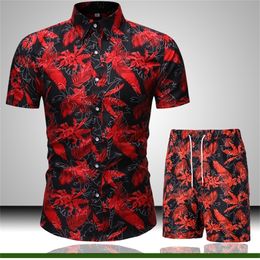 Mens Sets Summer Fashion Floral Print Shirts Men Shorts 2 PCS Suits Men Short Sleeve Shirts Casual Male Clothing Sets Tracksuit LJ201123