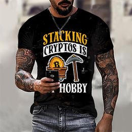 Men's T-Shirts Men's T-shirt Letters 3D Printed Short Sleeve Summer Oversized Transparent Personality MenMen's