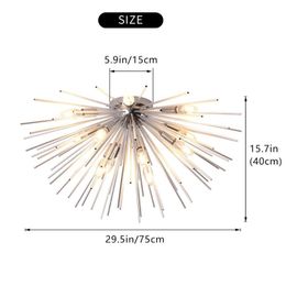 Ceiling Lights Ganeed Sputnik Modern Semi Chandelier Flush Mount With 12 Chrome/Gold Lustres Firework Light Fixture For Bedroom