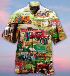 Farm Tractor Unisex-Adults Printed Customized Breathable Hawaii Polo Shirts Youth Couples Beach Multi Color T Shirt 220608