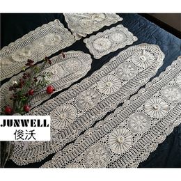 100% Cotton handcraft het Tablecloths Shabby Chic Vintage heted Topper Handmade Sofa Cover Runner 1PC Y200421