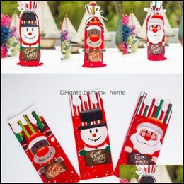 Christmas Decorations Festive Party Supplies Home Garden New Table Decor Dinner Red Wine Santa Tree Bottle Er Bags Sets For Year Xmas Drop