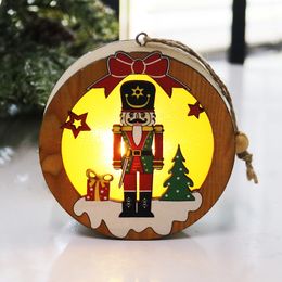 Christmas decorations for home Nutcracker wooden LED light tree pendant lantern craft navidad natal Noel hanging Y201020