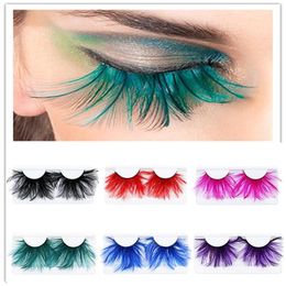 wholesale shows UK - False Eyelashes 1Pair Feather 3D Thick Winged Natural Long Party Nightclub Makeup Eye Lash Halloween Xmas Show EyeashesFalse