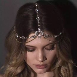 Crystal forehead with Wedding Bridal Hair chain headdress women's shiny Rhine Stone Bridal Wedding Hair Jewelry 0615