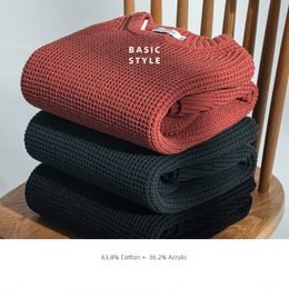 Men's Sweaters High Quality Plaid Simple Pullovers Sweater For Men Classic AllMatch Solid Colour Casual Loose Fit Warm Round Neck Knitting Tops 220826