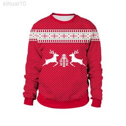 Men Women Reindeer Ugly Christmas Sweater Funny Holiday Neck Sweater Autumn Winter Hilarious Xmas Jumpers Tops L220801