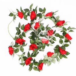 Decorative Flowers & Wreaths Imitation Rose Cane Birthday Party Holiday Room Wedding Decoration Red Pink Yellow White Silk Flower Wall Hangi