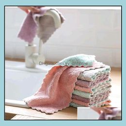 Towel Home Textiles Garden Ll Reusable Microfiber Cleaning Cloth Super Absorbent Dish Kitchen Oil And Dust Clean Wip Dhi6M