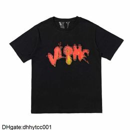 -Designer Vlones Tee Shirts Fujiwara Harajuku Kurzarm T-Shirt Mansheng Pumpkin Flame High Hip Hop Herren Frauen 64AF