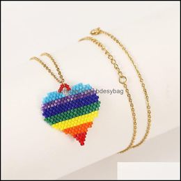 Pendant Necklaces Ant Angel Girl Gift Necklace Korean Cute Woven Miyuki Colorf Heart Female Trend Hand-Beaded Charact Bdesybag Dh63W