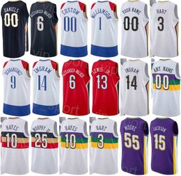 Screen Printed Basketball Draft Pick EJ Liddell Jersey Larry Nance Jr 22 Tony Snell 21 Kira Lewis JR 13 Willy Hernangomez 9 Brandon Ingram 14 Jaxson Hayes 10 Sport Team