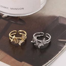 Wedding Rings Jewelry 2022 Butterfly Zircon Ring Fashion Trend Copper Bow Set Diamond RingWedding