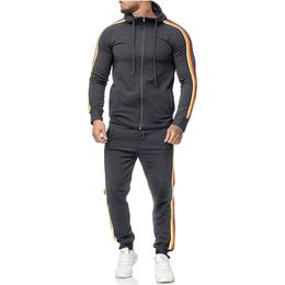 Fashion Men Tracksuit Set Autumn Hoodie and Sweatpants 2 Pieces Sweat Suit Set Mens Spring Sporting Clothing Jogger Outfit 201210