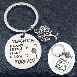 Keychains Stainless Steel Dandelion Key Pendant With Tree Chains Jewellery Bag Charm Keys Accesorias Teachers Day Gift