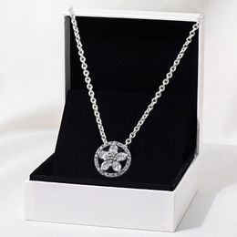 925 Sterling Silver Sparkling Snowflake Collier Necklace Chain For Women Men Fit Pandora Style Necklaces Christmas Gift Jewellery 399230C01-45