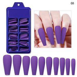 False Nails 100pcs Long Press On Set Nail Coffin Ballerina Solid Color Pink White Acrylic Tips Tool Tip TD117 Prud22