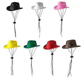 Abbigliamento per cani Divertenti costumi per animali domestici Accessori per abbigliamento Cappelli da cowboy con sottogola elastico regolabile