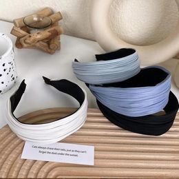 New Fashion Summer Headwear For Women Wide Side Pleated Hairband Adult Vintage Over Size Wide Side Headband Turban