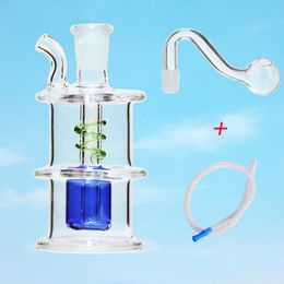 Mini Hookah Oil Burner Bubbler Smoking Pipe Glass Percolater Water Bong Dab Rig with 10mm Male Tobacco Bowl Clear Shisha Glass Pipes for Smokers Cool Gifts Wholesale