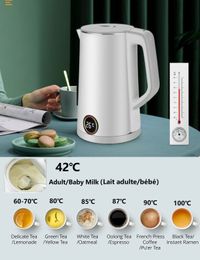 50pcs 2.0L Stainless Steel Temperature 1500W Quick Boil Electric Kettle with temperature LED, Auto Shut Off, Keep Warm, 360° Base