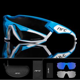 Fashion Eyewear Bike Cycling sunglasses Outdoor Mountain sports Photochromic glasses Road Bicycle Glasses Men Women gogles NRC Brand with 3 lens