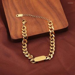 Charm Bracelets Gold Thick Chain Square Lock Bracelet For Women Classic Hip Hop Design Retro Female Jewelry Gift 2022Charm Inte22