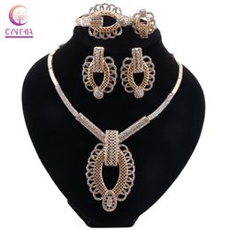 African Dubai Luxury Gold Color Jewelry Set For Women Nigeria Bridal Wedding Party Gift Women Necklace Earrings Sets