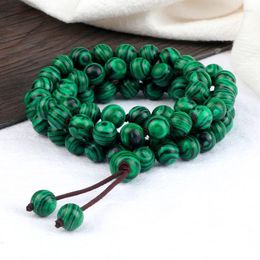 Beaded Strands 8MM Malachite Stone Bracelet Charm 80 Beads Meditation Necklace Prayer Natural Healing Jewellery Gift For Women Men Lars22