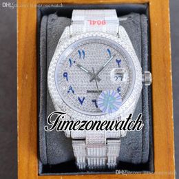 RF 40 126334 ETA A2824 Automatic Mens Watch Paved Diamond Dial Blue Arabic Script Fully Iced Out 904L Steel Bracelet Jewellery Watches Timezonewatch Super Edition D4