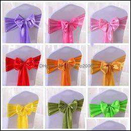 Sashes Chair Ers Home Textiles Garden Ll Elastic Band For Wedding Party Bowknot Tie Chairs Sash Dharb