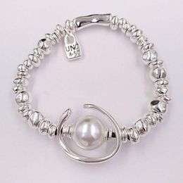 Authentic Another Round Oh Bracelet Silver Pearl For Women UNODE50 925 Sterling Silver Plated Jewellery Fits European Uno De 50 Style Gift Men Bracelets
