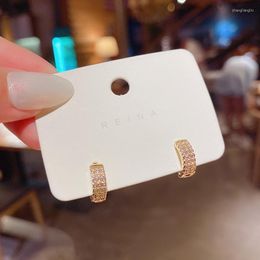 Hoop & Huggie Silvers 2022 Trend Korean C-shaped Earrings Boho Micro Inlaid Jewellery For Women FashionHoop