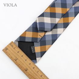 Classic Jacquard Plaid Striped Necktie 6cm Polyester Blue Male Slim Tie Skinny Tuxedo Suit Shirt Cravat For Men Accessory