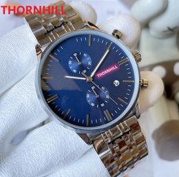 Top quality Men Two Eyes Five Stiches Design Watch 43mm Sub Dials Working Full Functional Luxury Quartz Sapphire Glass Stainless steel President Male Wristwatches