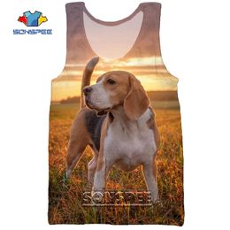 SONSPEE 3D Print Animal Dog Beagle Face Men's Beach Tank Tops Casual Funny Bodybuilding Gym Muscle Men Sleeveless Vest Shirt 220627
