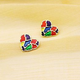 Clip-on & Screw Back Colored Love Heart Enamel Ear Clip On Earrings Women Zinc Alloy Without Piercing No Hole For Kids StudentsClip-on Odet2