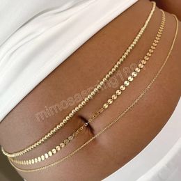 Boho Multilayer Summer Vintage Metal Waist Chain Women Beaded Beads Round Sequin Gold Body With Beach Fashion Jewellery