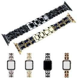 Chain Watch Band For Apple Watch Series 7 6 5 4 3 Strap Metal Stainless Steel Watchband Luxury Women Bracelet iWatch 45mm 44mm 42mm 41mm 40mm 38mm Wristband Accessories