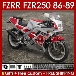 Body Kit For YAMAHA FZR250 FZR 250 R RR FZR250R 1986 1987 1988 1989 Bodywork FZR-250 86-89 142No.42 FZRR FZR 250R 250RR FZR-250R FZR250RR 86 87 88 89 Fairing white glossy