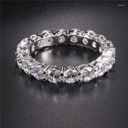 Cluster Rings Luxury 925 SILVER PAVE SETTING FULL ETERNITY BAND ENGAGEMENT WEDDING For Women Men DIAMOND PLATINUM Ring JewelryCluster Rita22