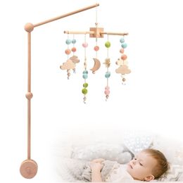 7Pcs Crib Bracket Assembly Set with Music Box Mobile Infant Bed Bell Musical Toys Wooden Children Carriage Toy Accessory 220531