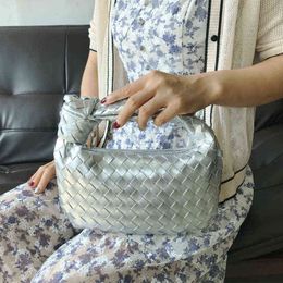 Новая модная тканая сумка ручной работы Зеленая летняя сумка через плечо Lady Crossbody Hobo PU с узлом Ручка Повседневная сумка G220422